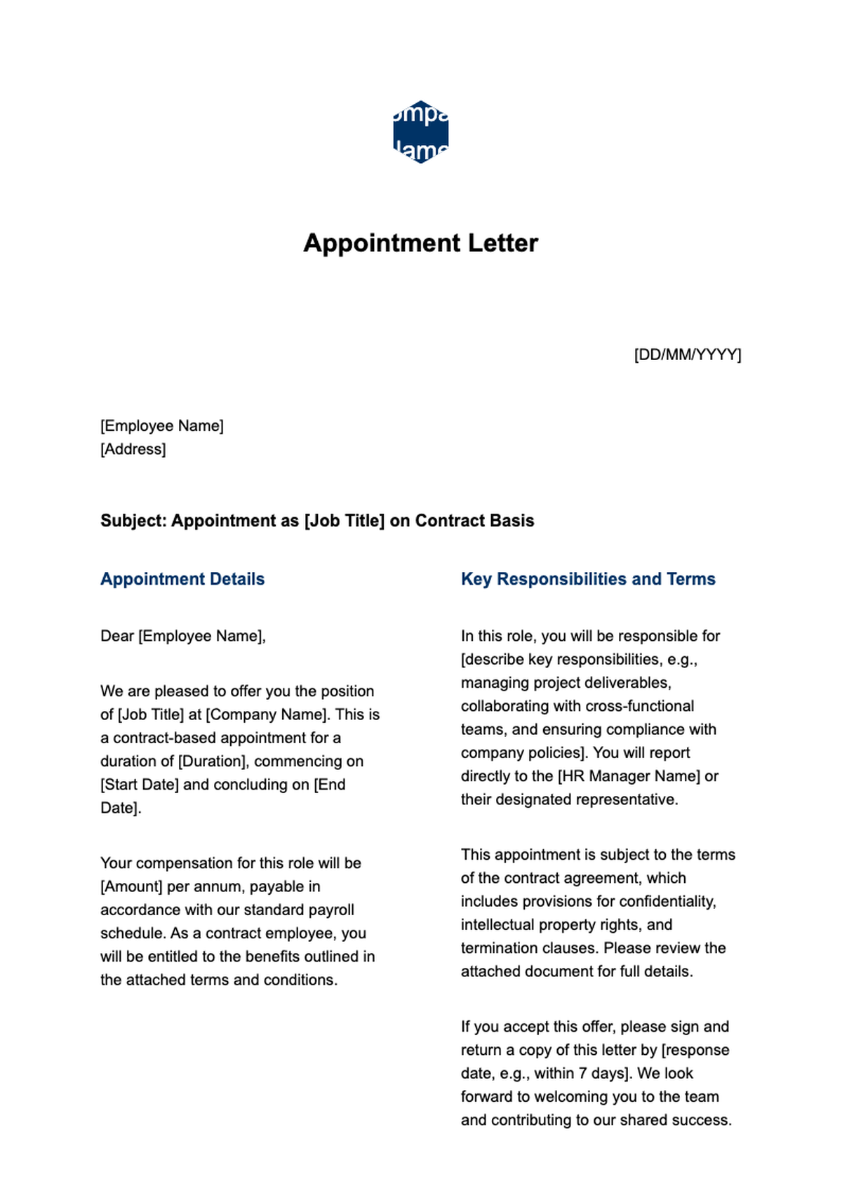 QR Staff contract based appointment letter template_variant_3